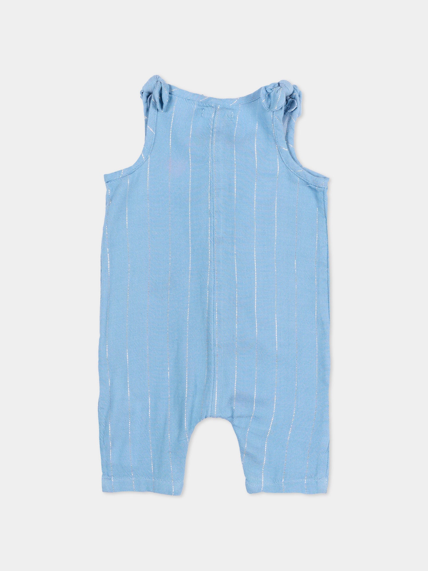 Lurex striped blue romper for Baby Girl
