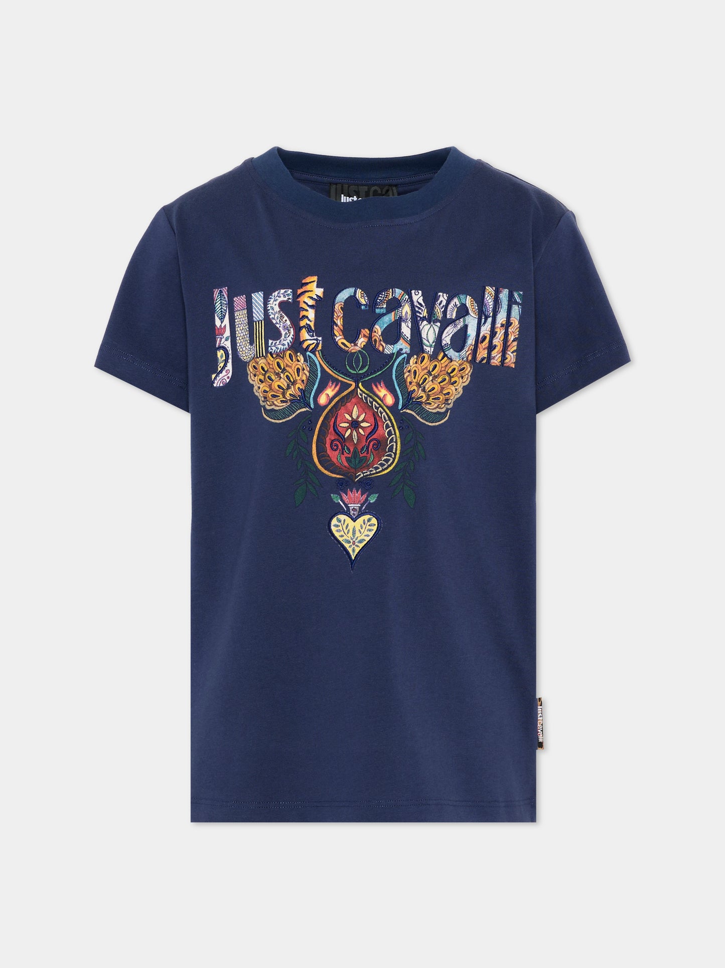 T-Shirt blu per bambino con logo,Just Cavalli Kids,JBP26066TS BLUE BELLWHETHER