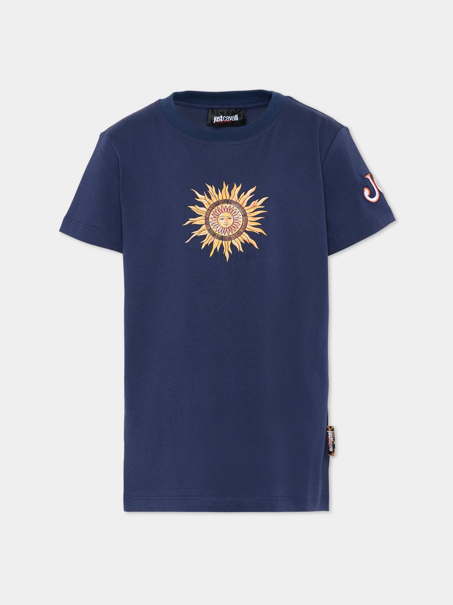 T-shirt azzurra per bambino con logo,Just Cavalli Kids,JBP26076TS BLUE BELLWHETHER