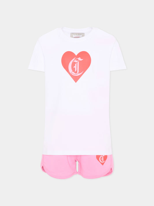Completo sportivo bianco per bambina con logo,Just Cavalli Kids,JGP26003CJ WHITE