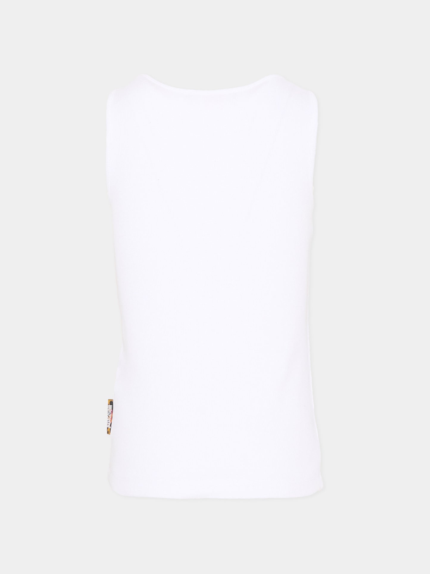 Canotta bianca per bambina con logo,Just Cavalli Kids,JGP26008CN WHITE
