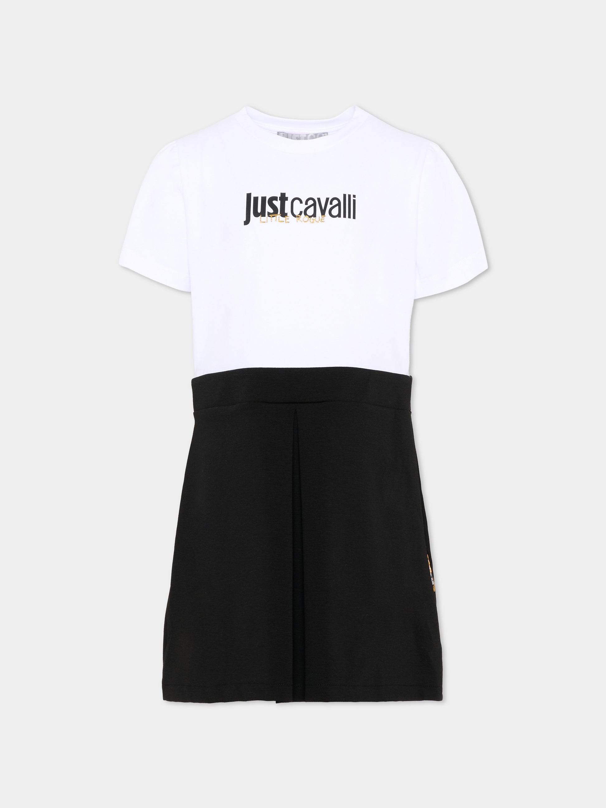 Vestito bianco per bambina con logo,Just Cavalli Kids,JGP26161VE WHITE