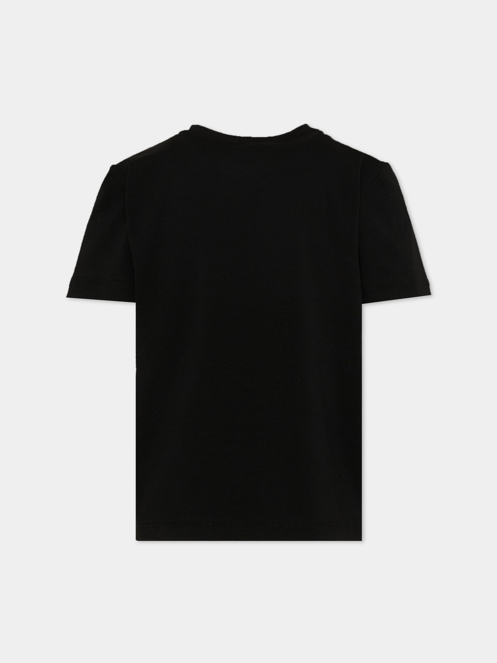 T-shirt nera per bambina con logo strass,Just Cavalli Kids,JGP26175TS BLACK