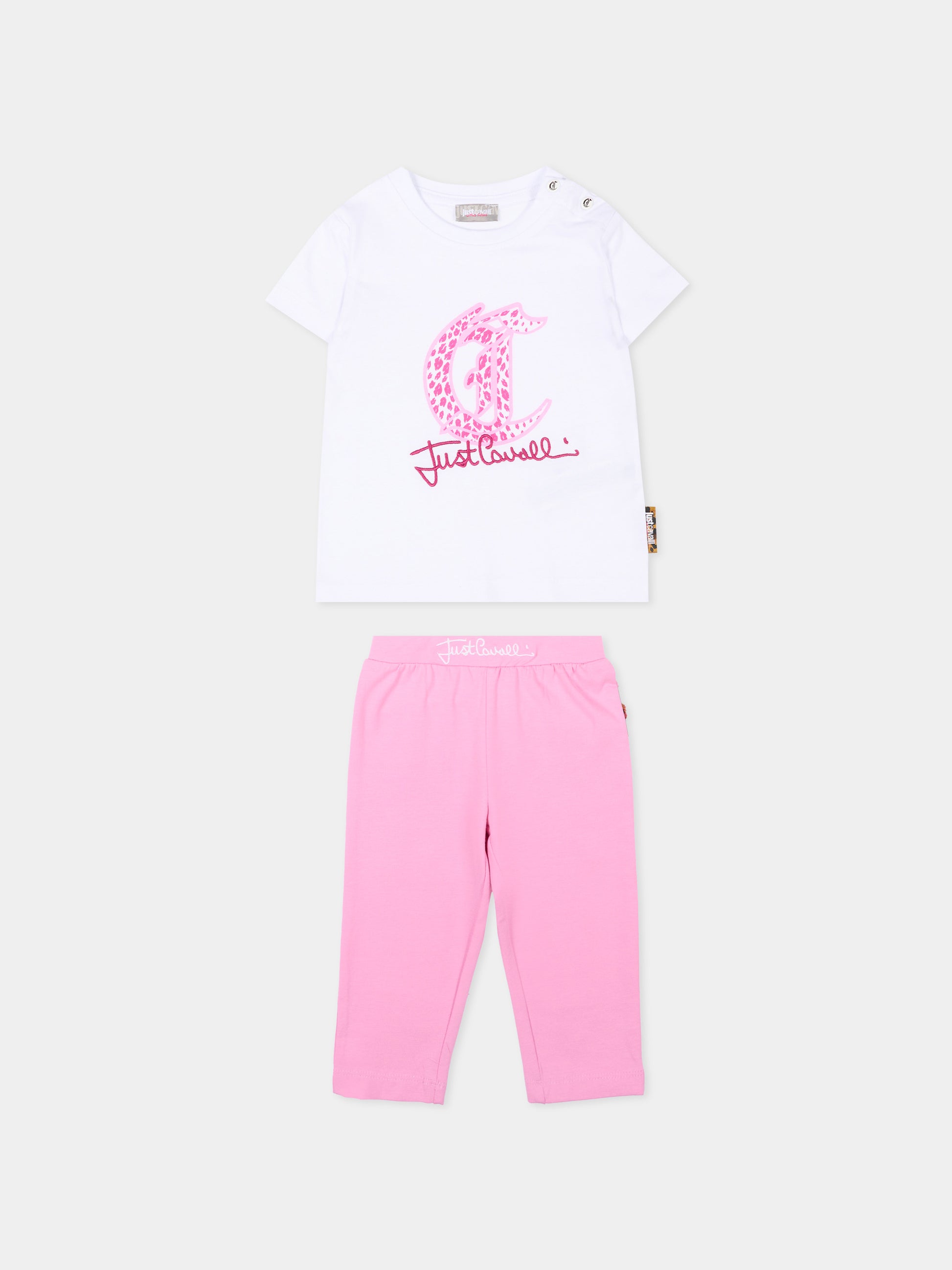 Completo sportivo bianco per neonata con logo,Just Cavalli Kids,JIP26015CJ WHITE