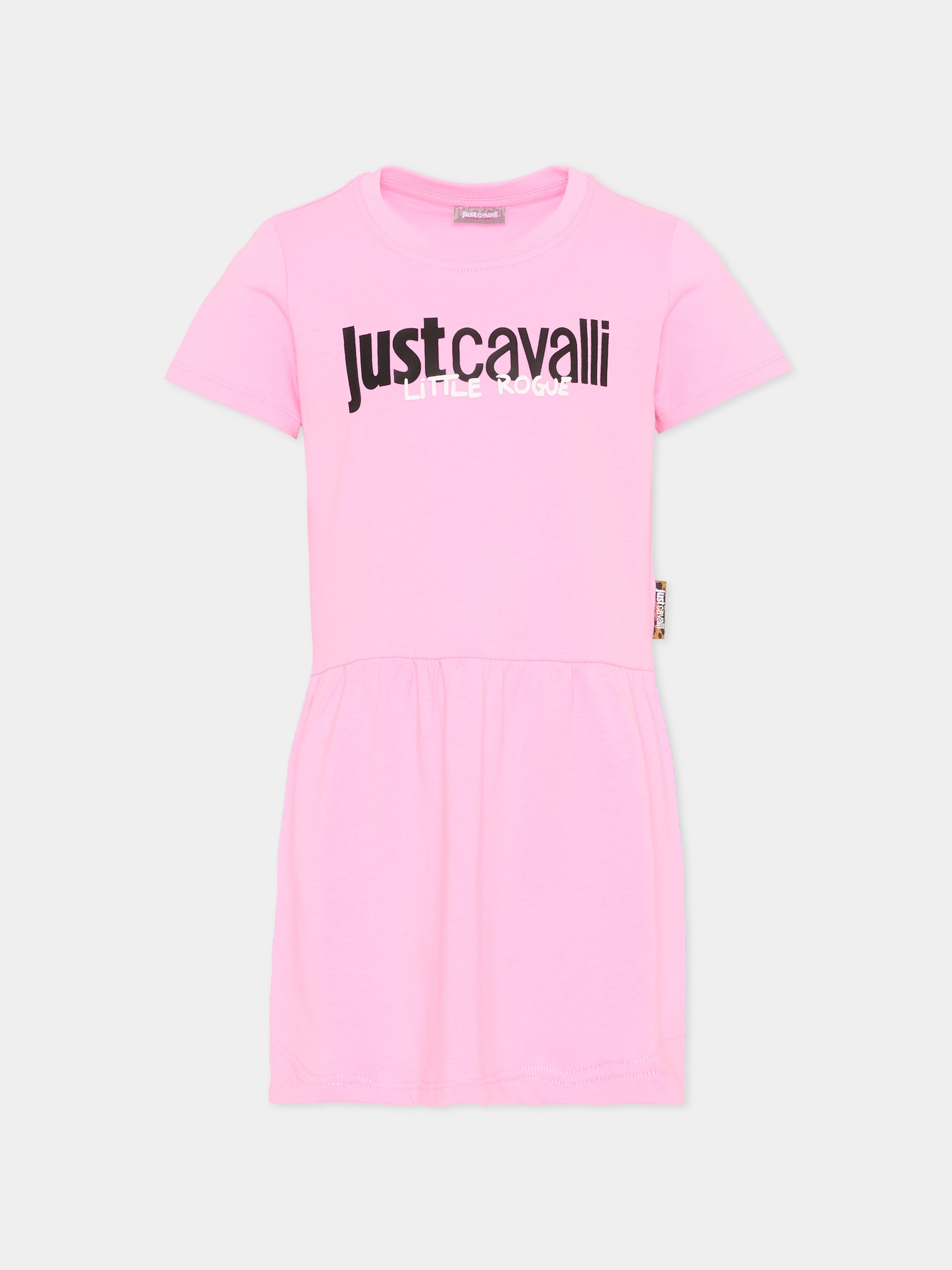 Vestito rosa per bambina con logo,Just Cavalli Kids,JIP26026VE PINK BEGONIA