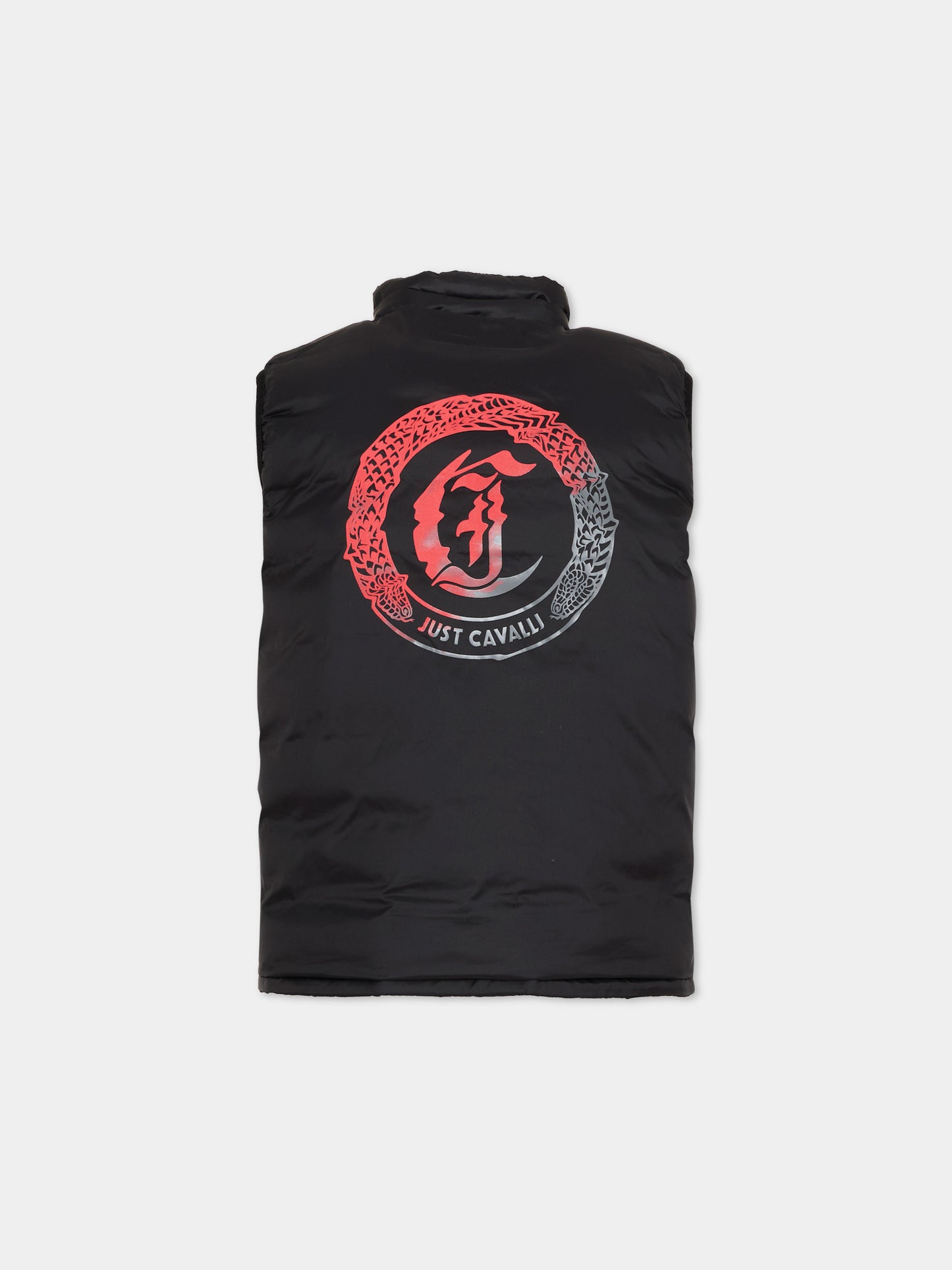 Gilet nero reversibile per bambino con logo,Just Cavalli Kids,JIP26040PI BLACK