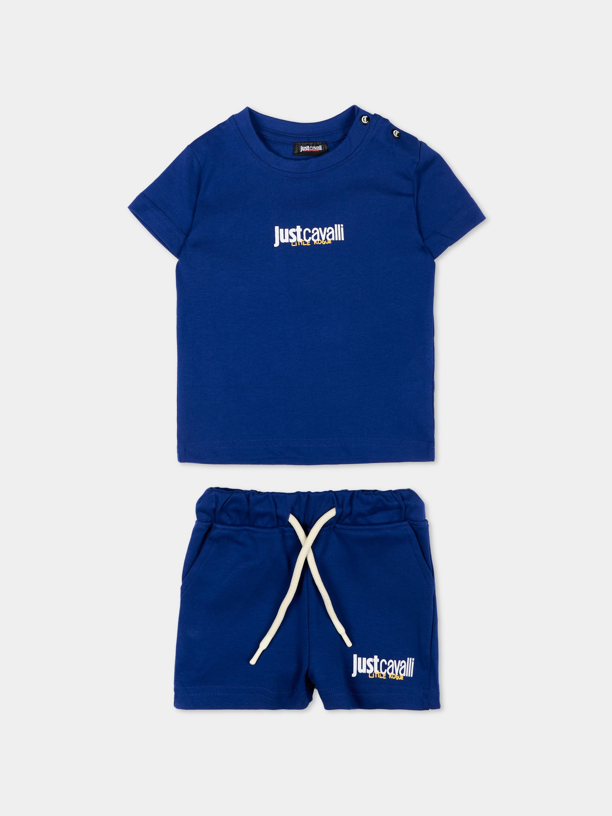 Completo sportivo blu per neonato con logo,Just Cavalli Kids,JIP26044CJ BLUE MAZARINE