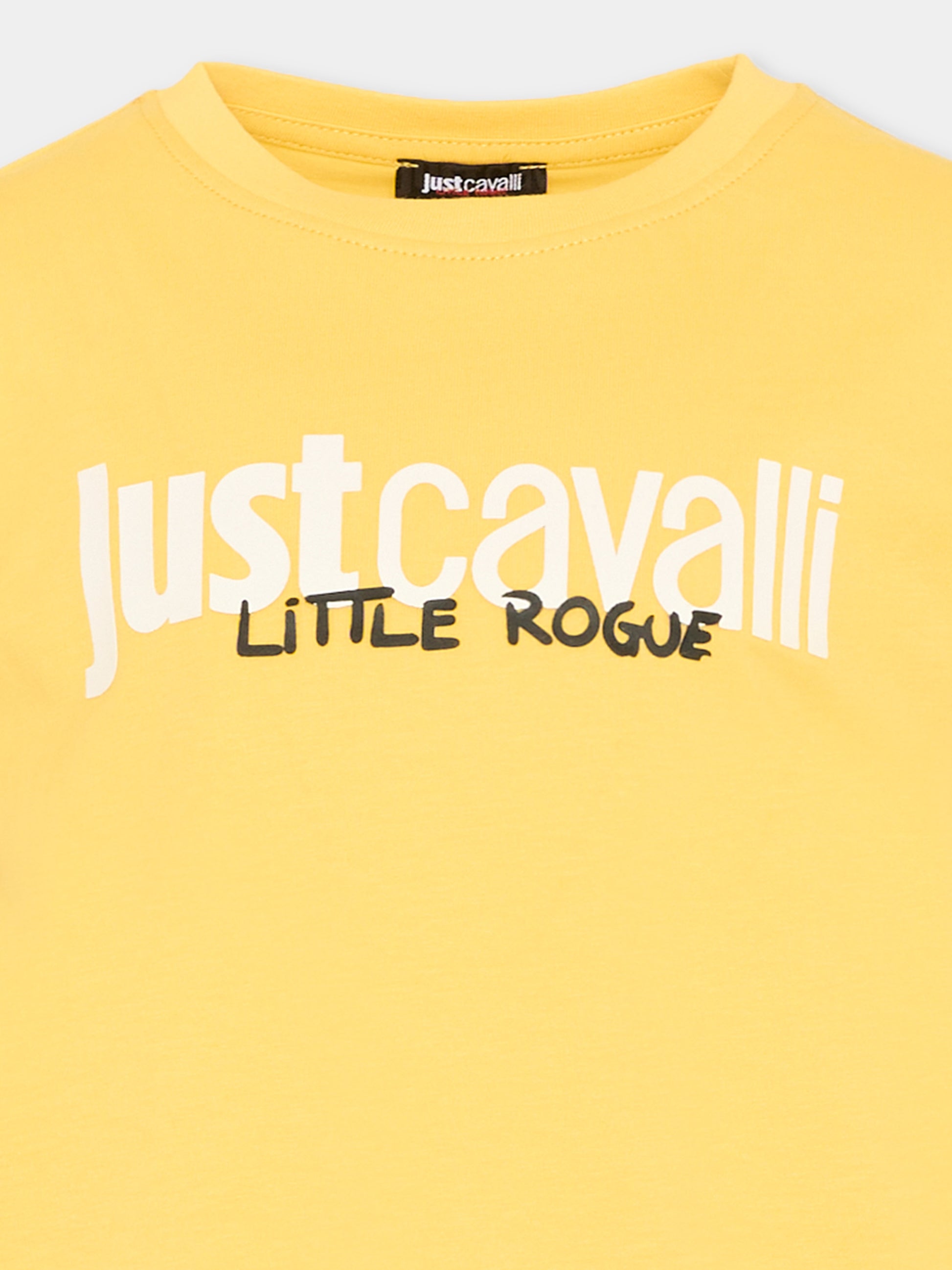 T-shirt gialla per bambino con logo,Just Cavalli Kids,JIP26047TS YELLOW DAFFODIL