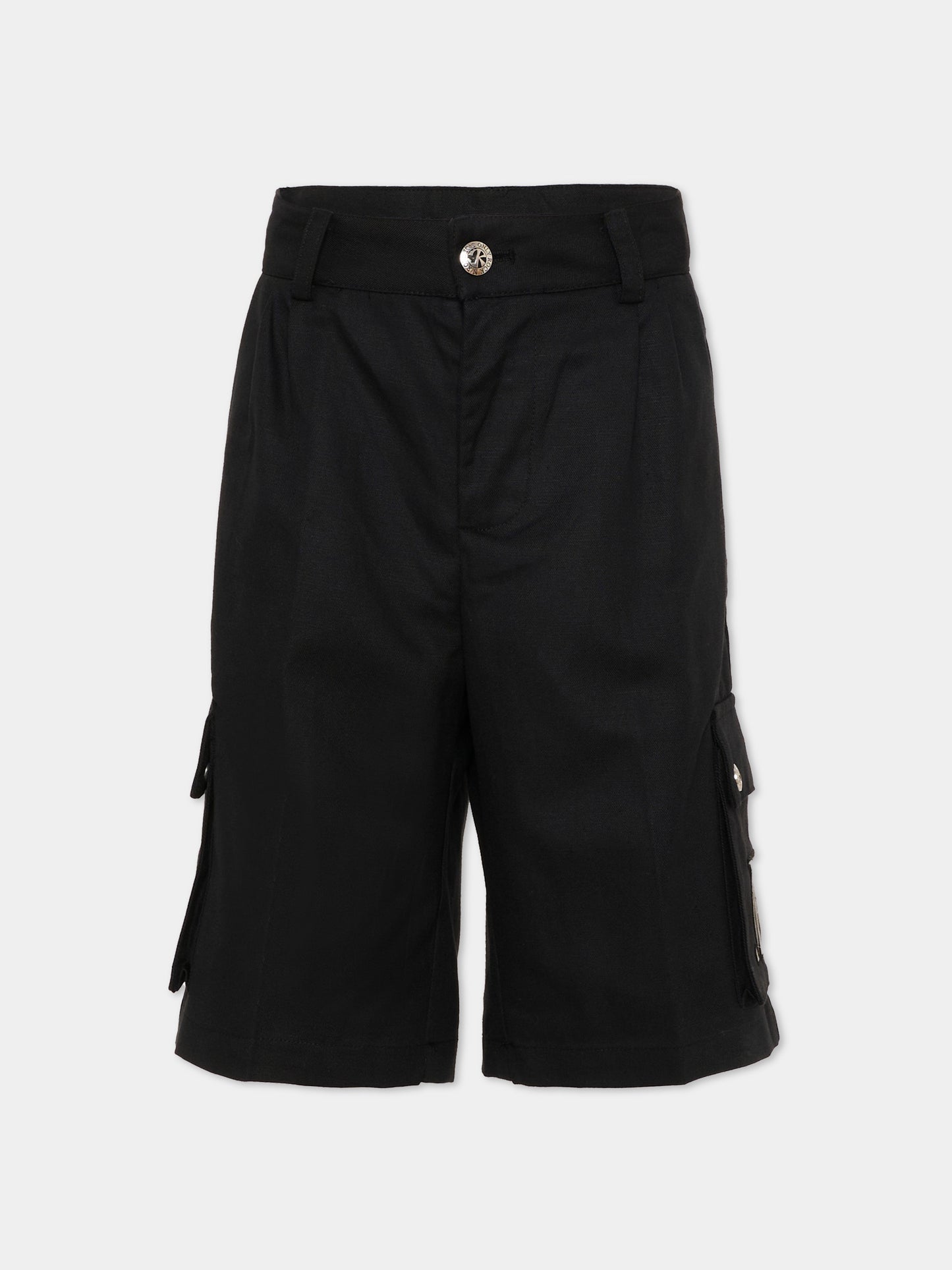 Shorts nero cargo per bambino con logo,Richmond,RBP26046BE BLACK