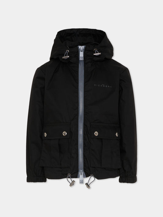 Giacche a vento nera per bambino con logo,Richmond,RBP26186GB BLACK