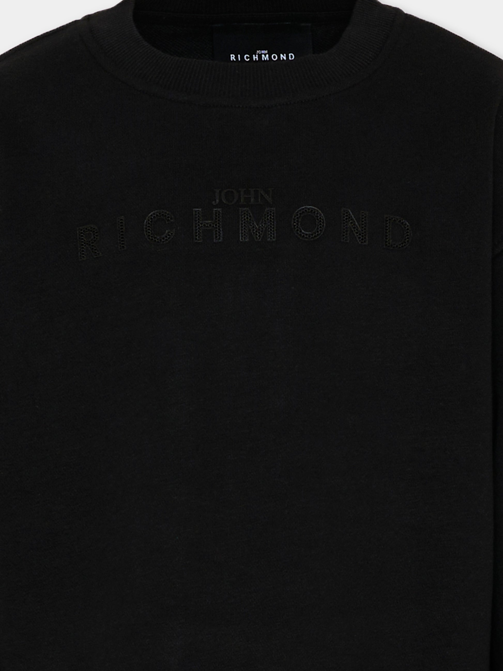 Felpa nero per bambina con logo,Richmond,RGP26010FE BLACK