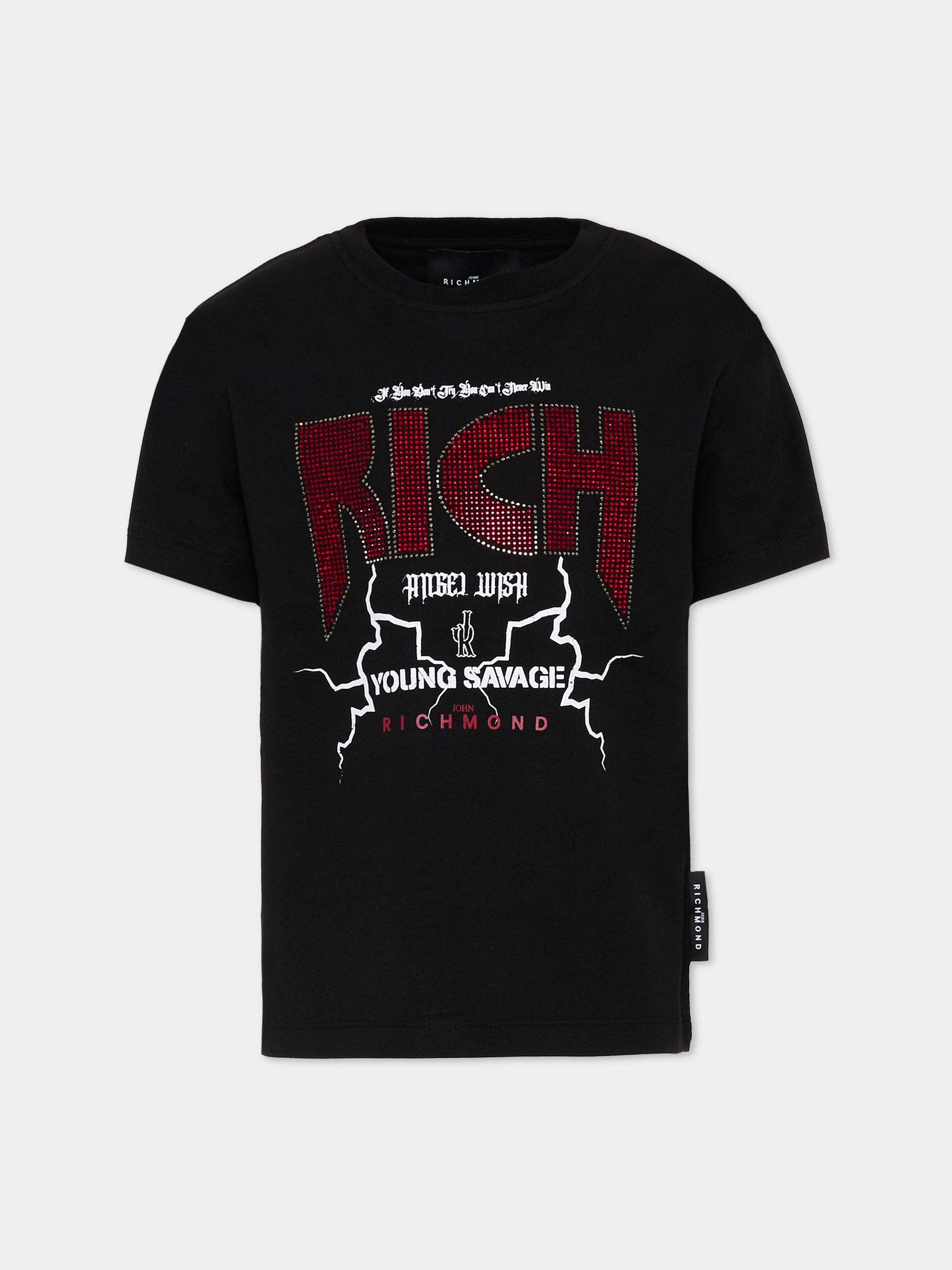 T-shirt nera per bambino con logo,Richmond,RGP26208TS BLACK