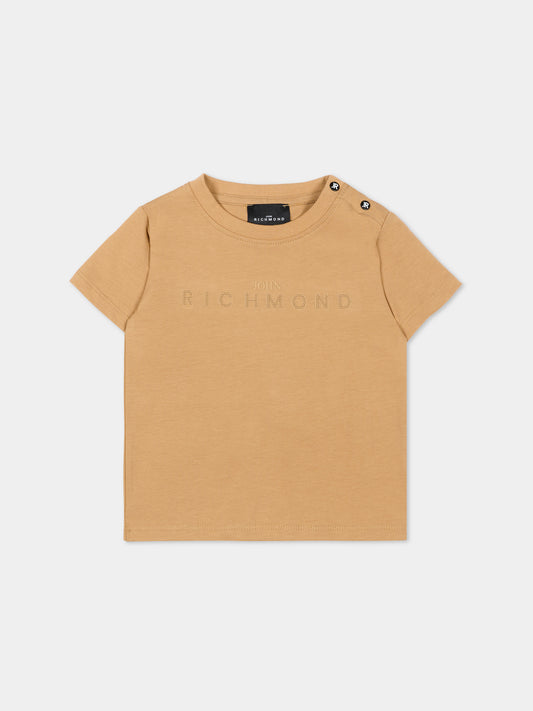T-shirt marrone per neonato con logo,Richmond,RIP26002TS BROWN CARTOUCHE