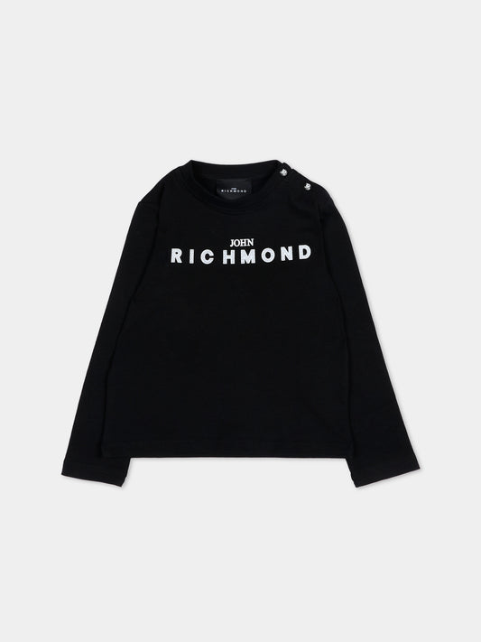 T-Shirt a manica lunga nera per neonato con logo,Richmond,RIP26009TS BLACK