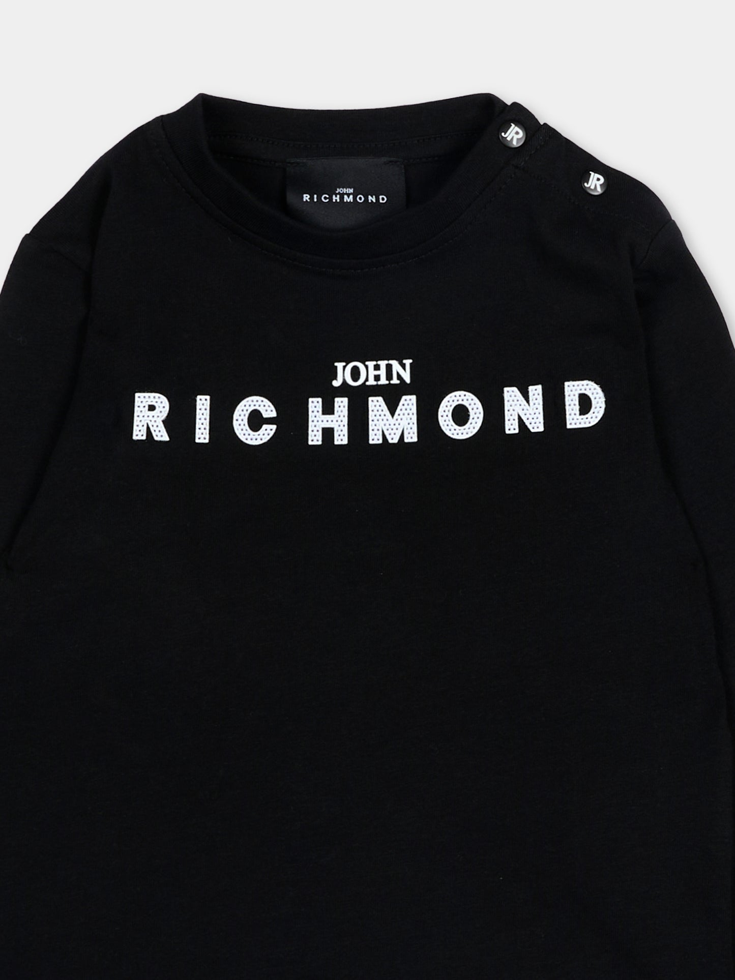 T-Shirt a manica lunga nera per neonato con logo,Richmond,RIP26009TS BLACK