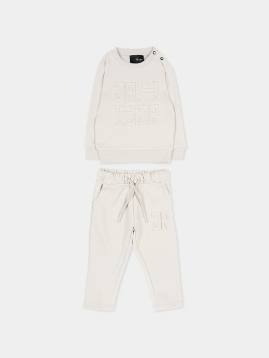 Completo sportivo grigio per neonato con monogram,Richmond,RIP26014CF BLUE VAPOR