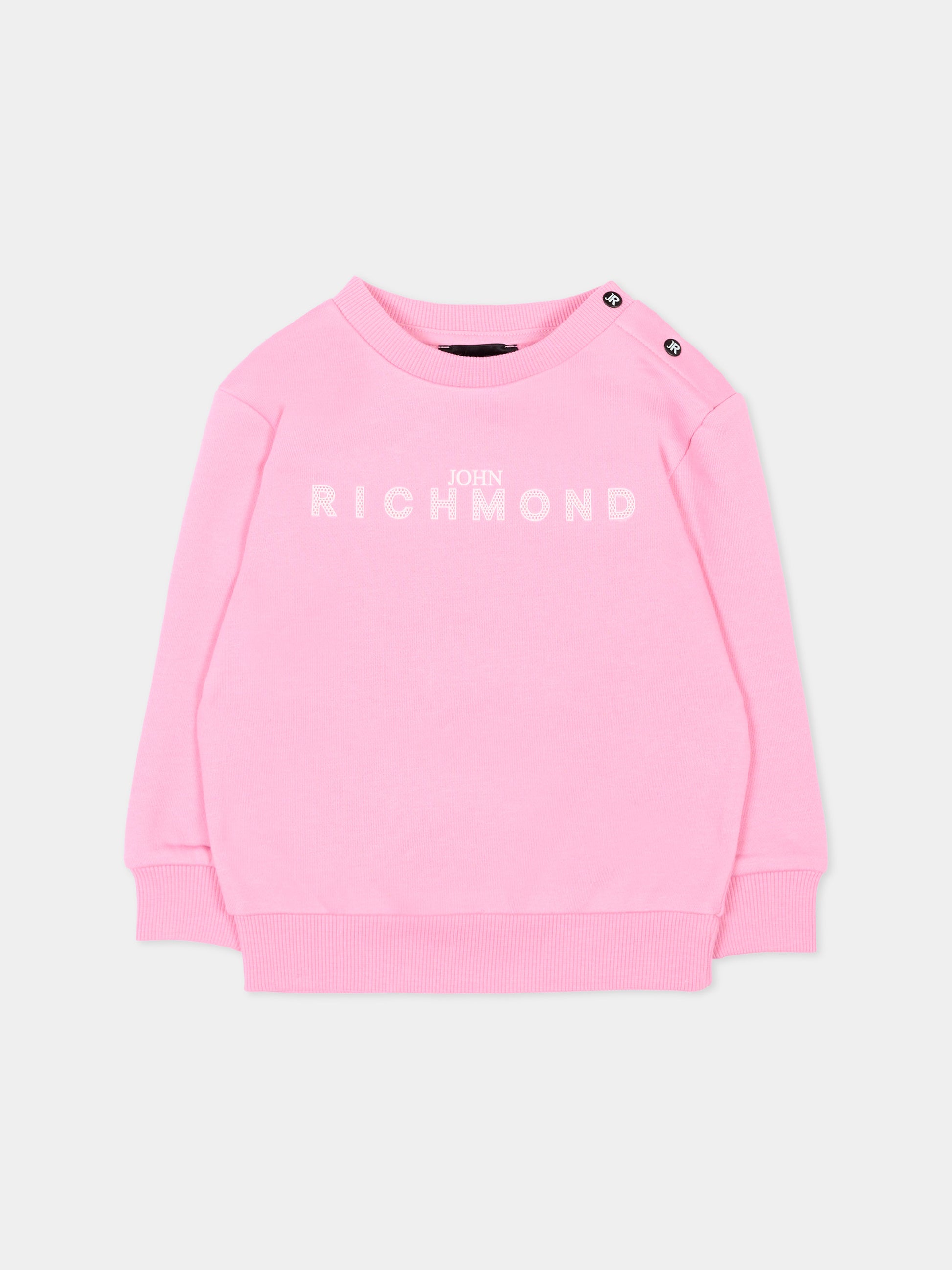 Felpa rosa per neonata con logo,Richmond,RIP26036FE PINK BEGONIA