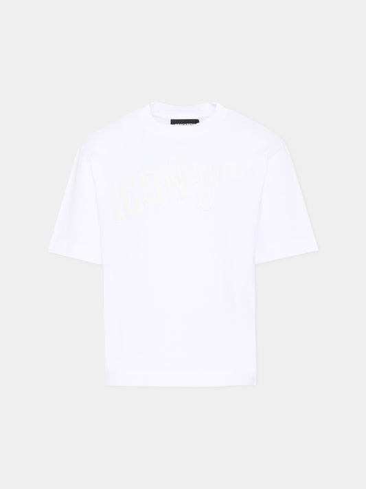 T-Shirt bianca per bambino con logo,Dsquared2,DQ3388 D0AG7 DQ100