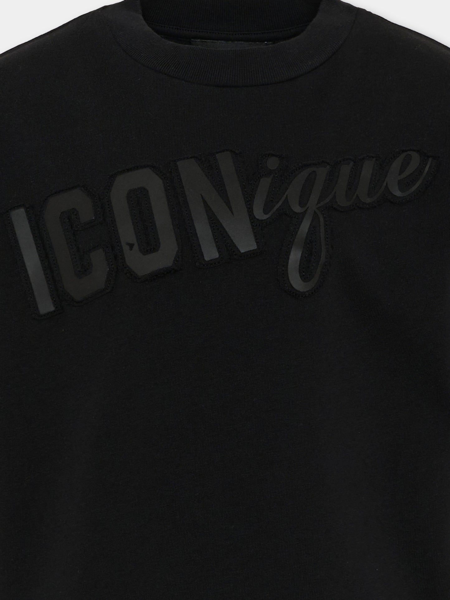 T-Shirt nera per bambino con logo,Dsquared2,DQ3388 D0AG7 DQ900