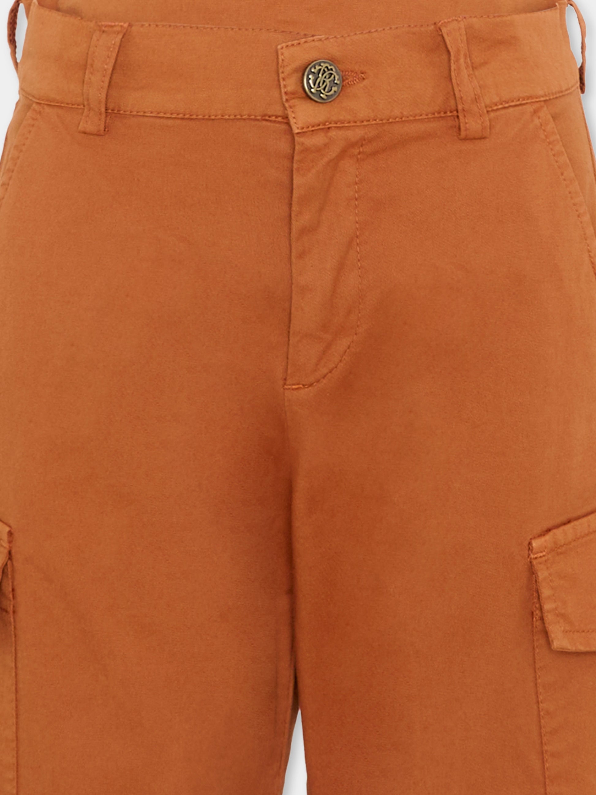 Shorts marroni per bambino cargo,Roberto Cavalli Kids,CBP26151BE RUGGINE RUST