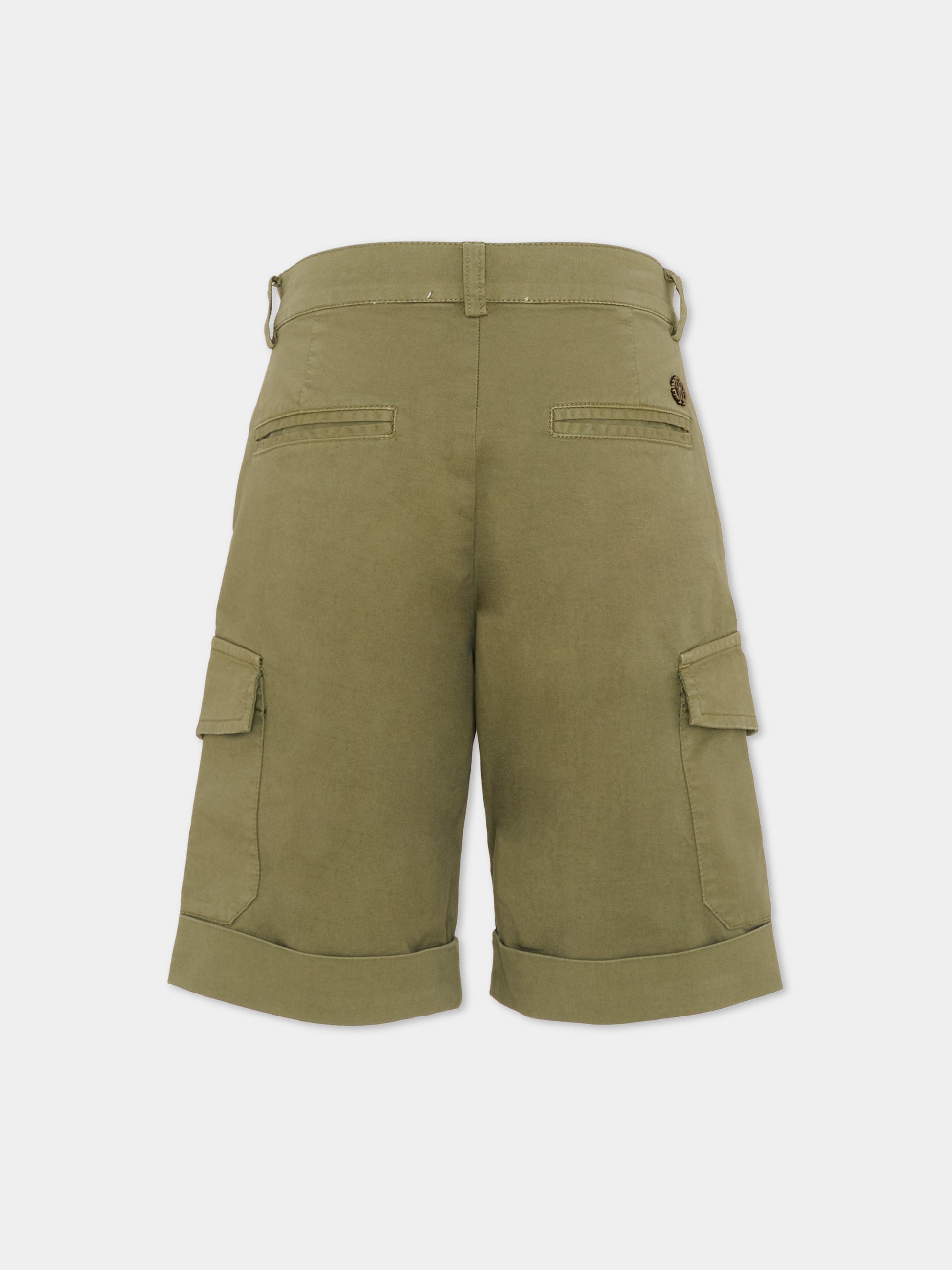 Shorts verdi cargo per bambino,Roberto Cavalli Kids,CBP26151BE GREEN MAYFLY