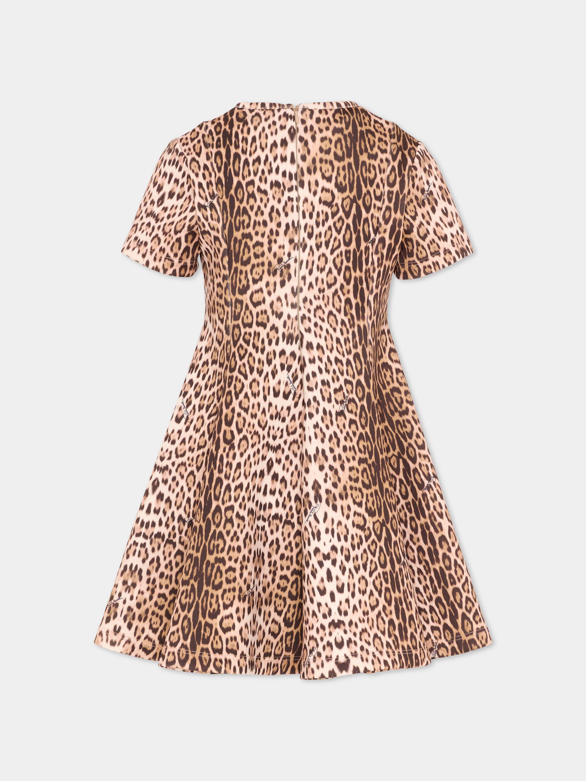 Vestito marrone per bambina animalier,Roberto Cavalli Kids,CGP26085VE MACULA NEW HERITAGE