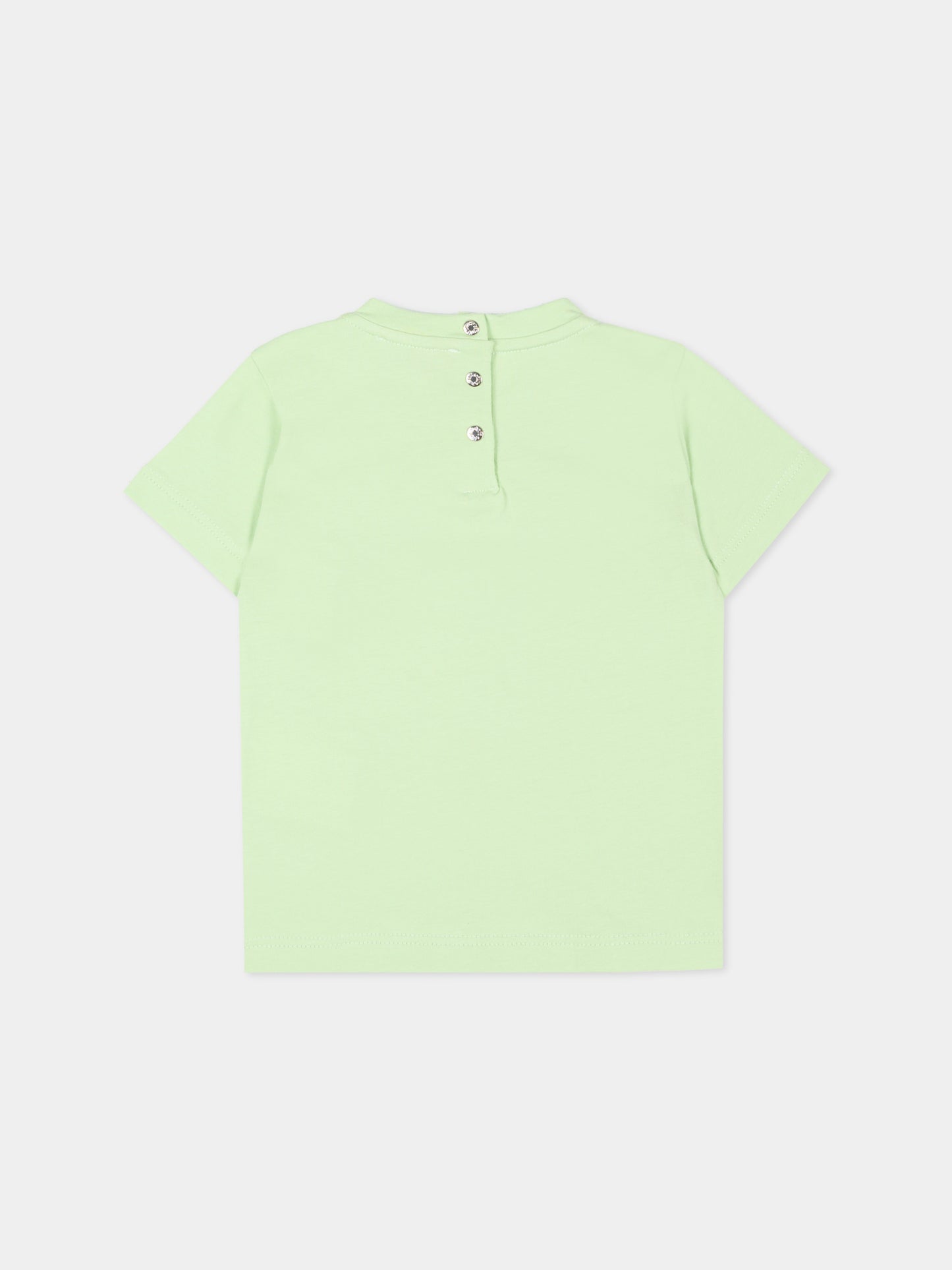 T-Shirt verde per neonato con stampa tropicale,Roberto Cavalli Kids,CIP26083TS GREEN LETTUCE