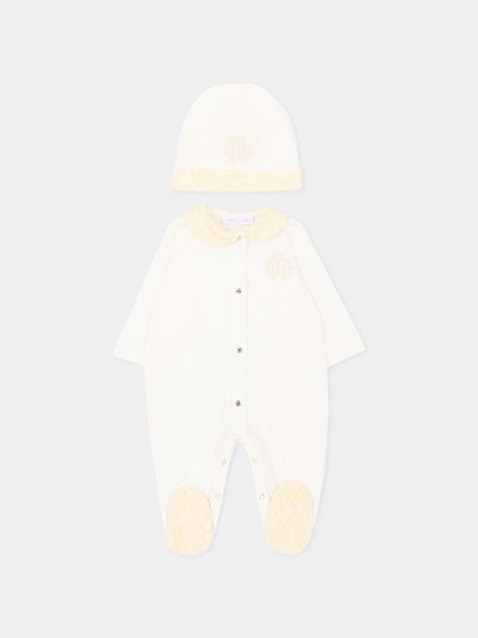 Set tutina avorio per neonati animalier,Roberto Cavalli Kids,CLP26007TU AVORIO CANNOLI CREAM