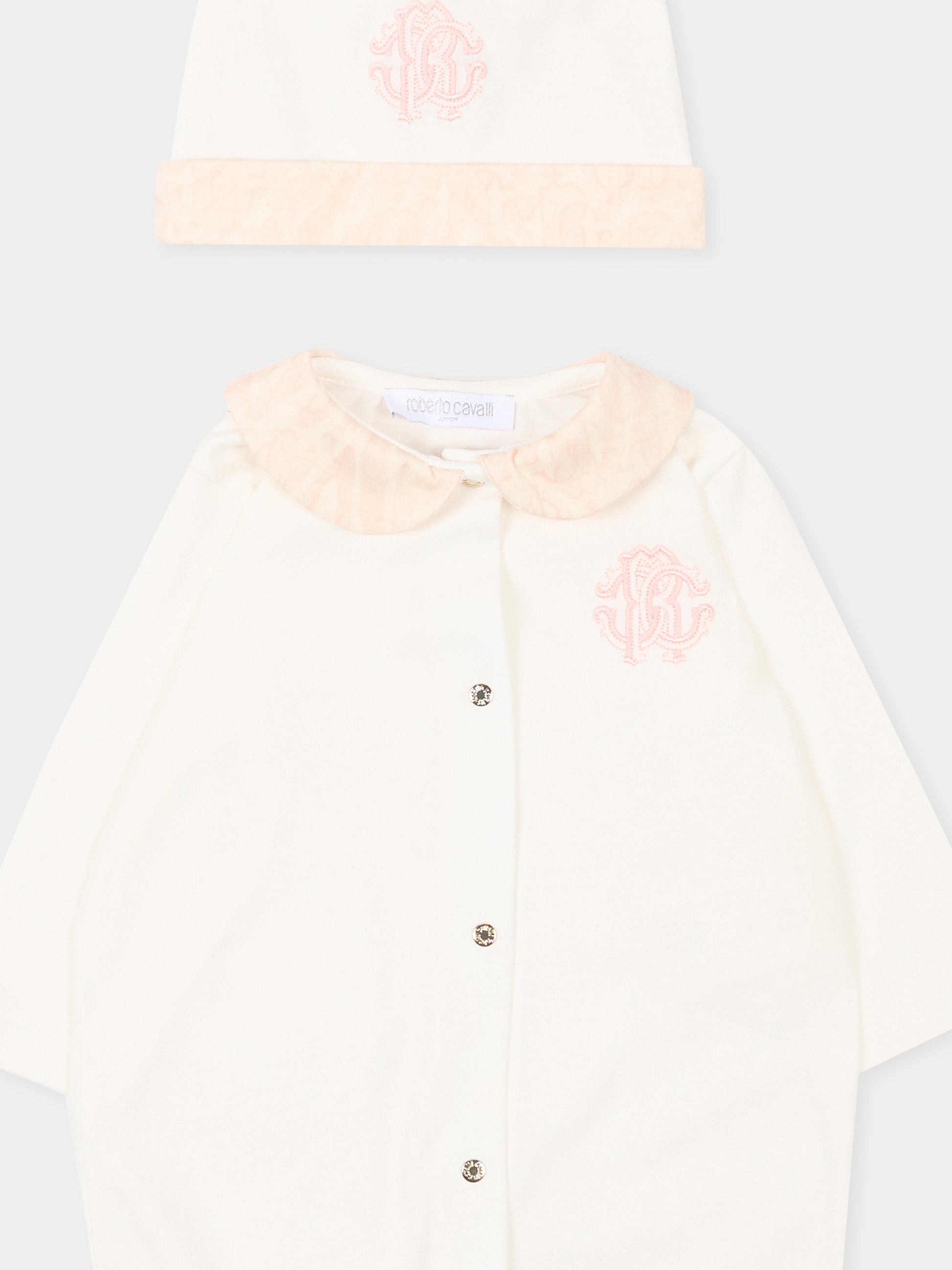 Set tutina rosa per neonata con monogram,Roberto Cavalli Kids,CLP26007TU PINK CRYSTAL ROSE