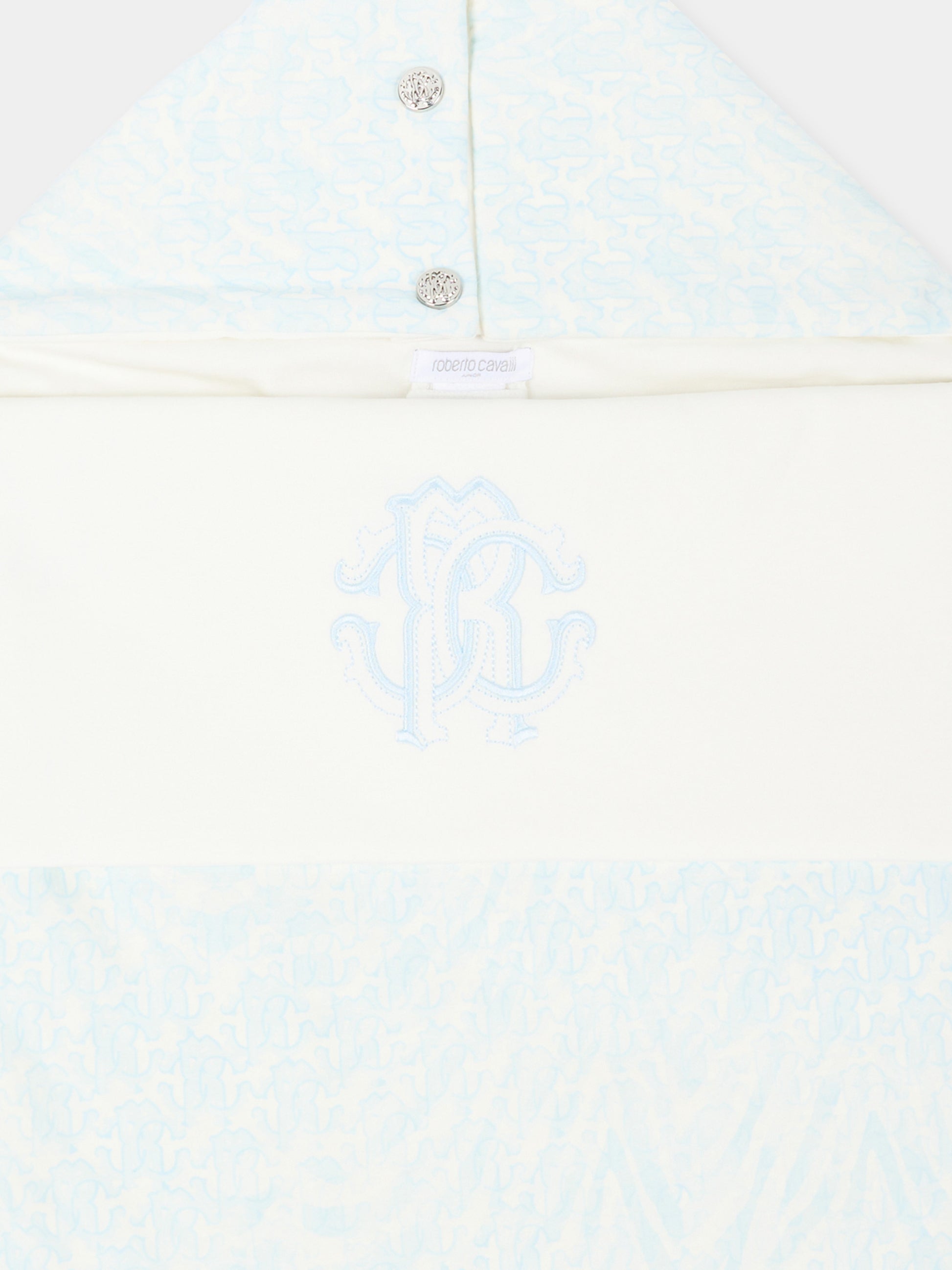 Sacco nanna celeste per neonato con monogram,Roberto Cavalli Kids,CLP26012SN ZEBRA CELESTE