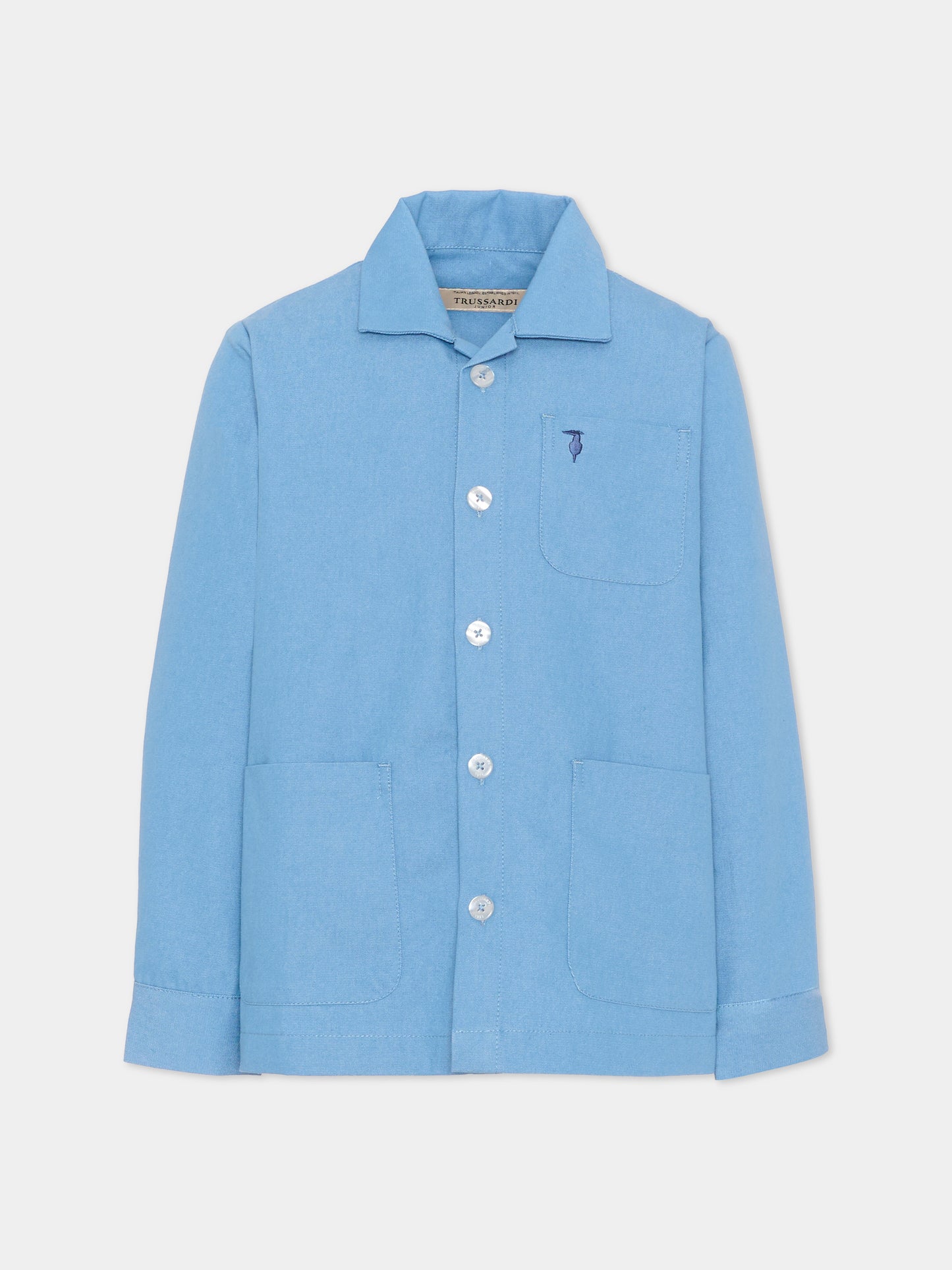 Camicia denim per bambino con levriero,Trussardi Junior,TBP26035CA DENIM BLUE BEL AIR