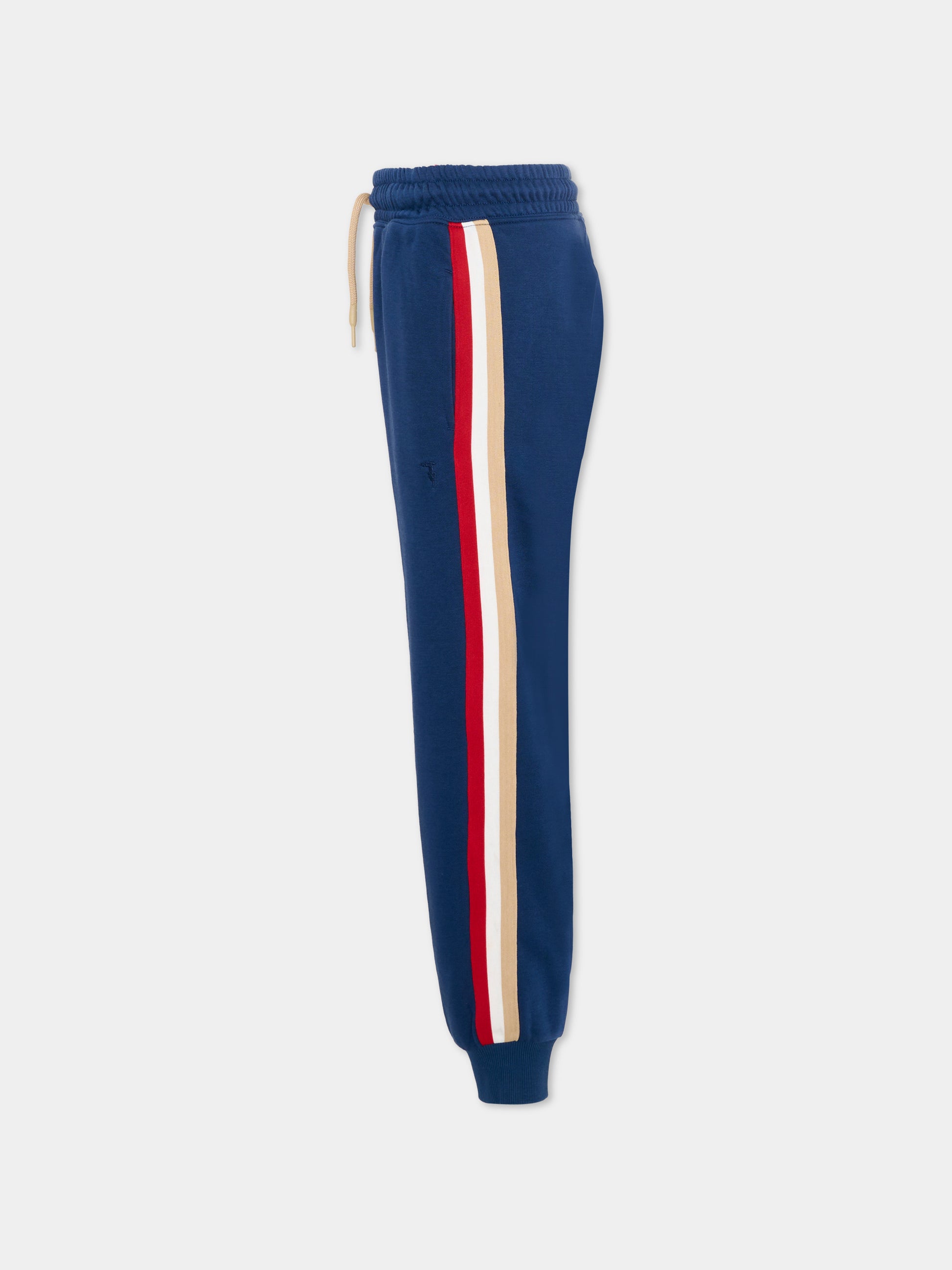 Pantaloni sportivi blu per bambino con bande,Trussardi Junior,TBP26054PA BLUE ESTATE