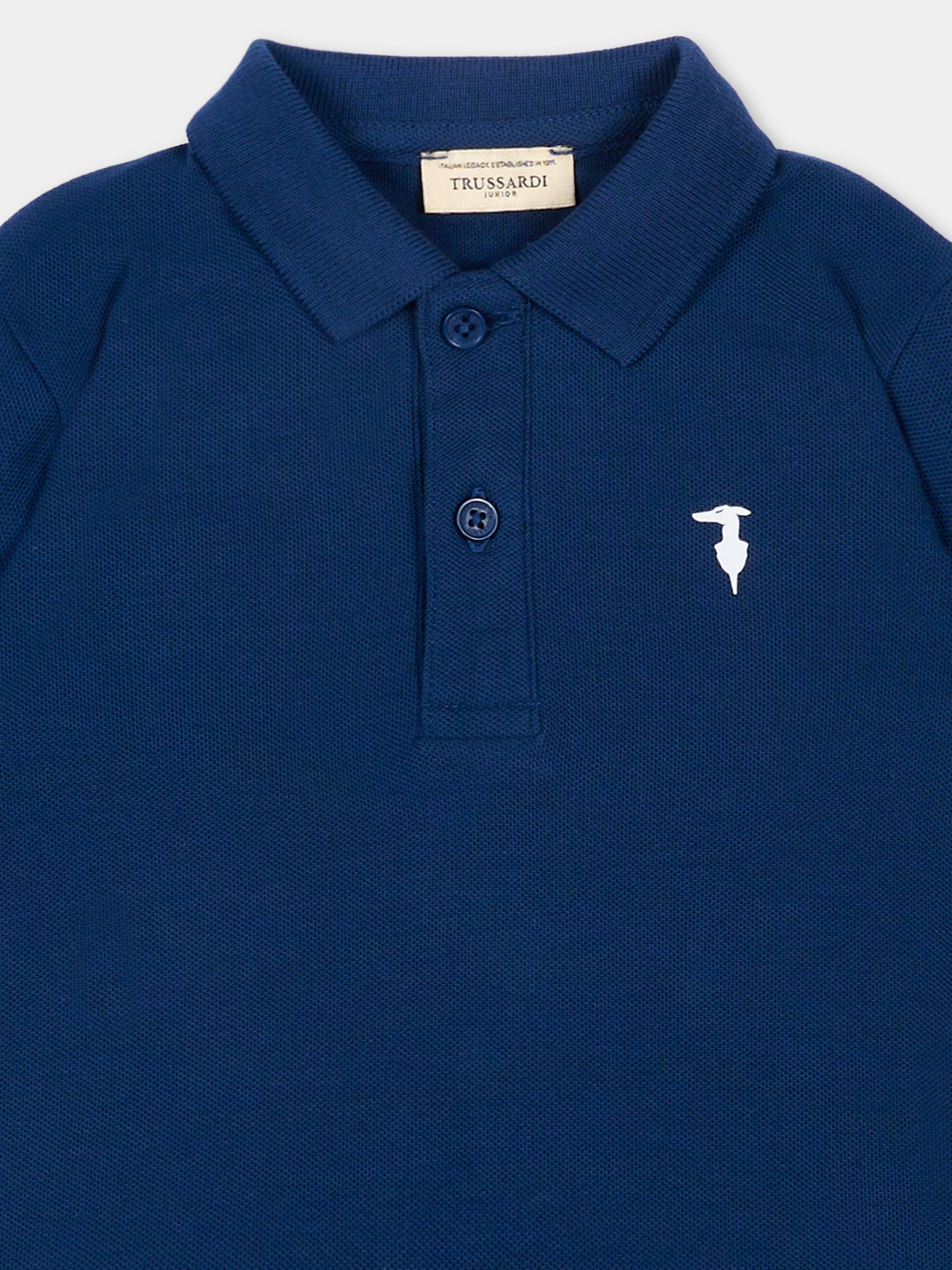 Polo blu per neonato con levriero,Trussardi Junior,TIP26002PO BLUE ESTATE