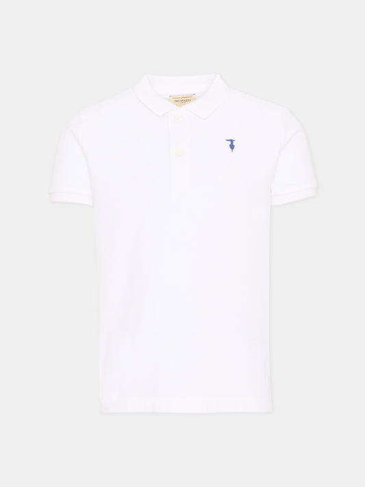 Polo bianca per bambino con levriero,Trussardi Junior,TIP26002PO WHITE OPTICAL