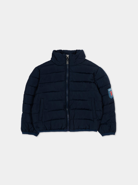 Bomber blu per neonato con logo,Trussardi Junior,TIP26031PI BLUE ESTATE