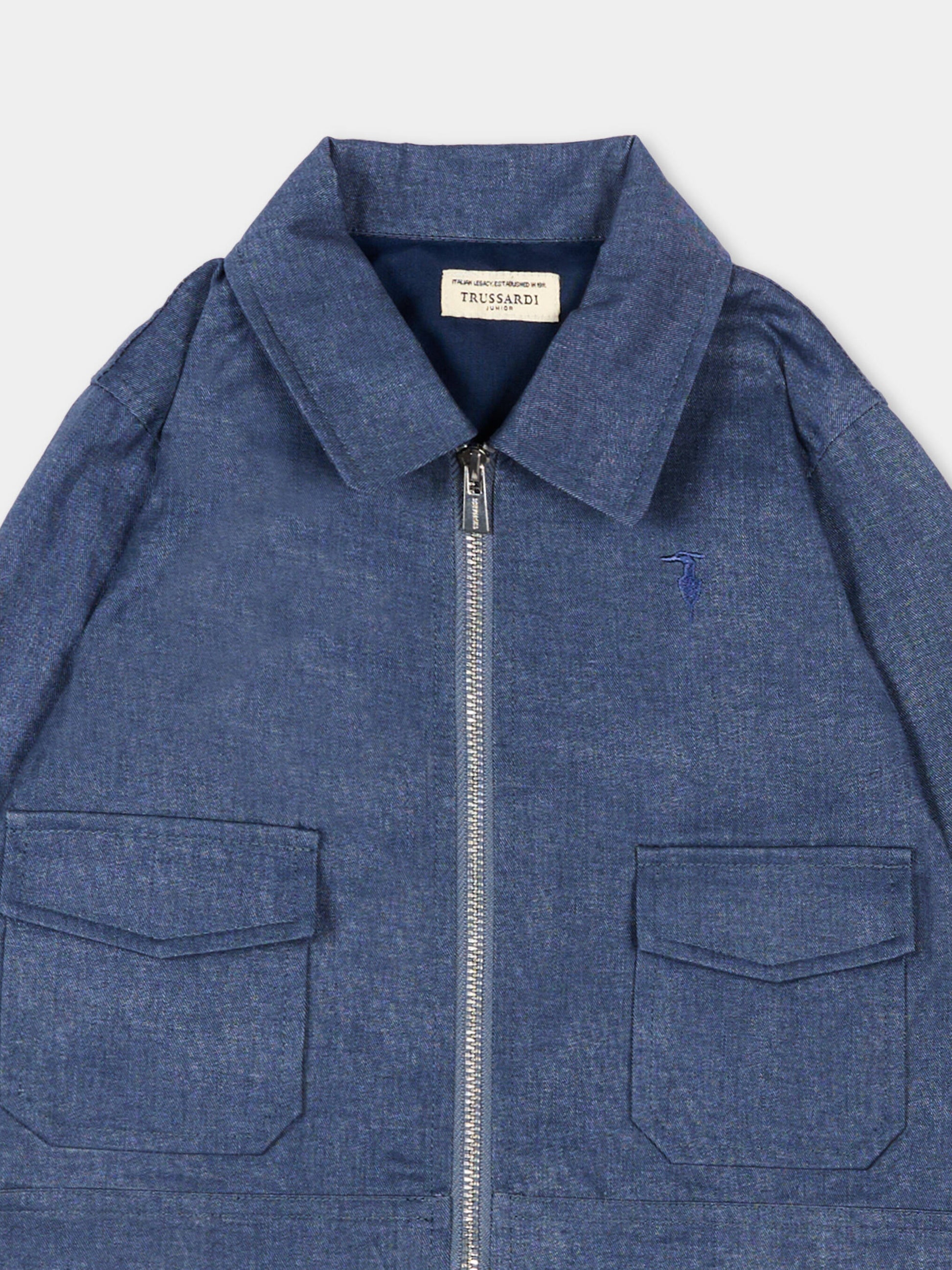 Giubbotto blu per neonato con levriero,Trussardi Junior,TIP26042GB BLUE ESTATE