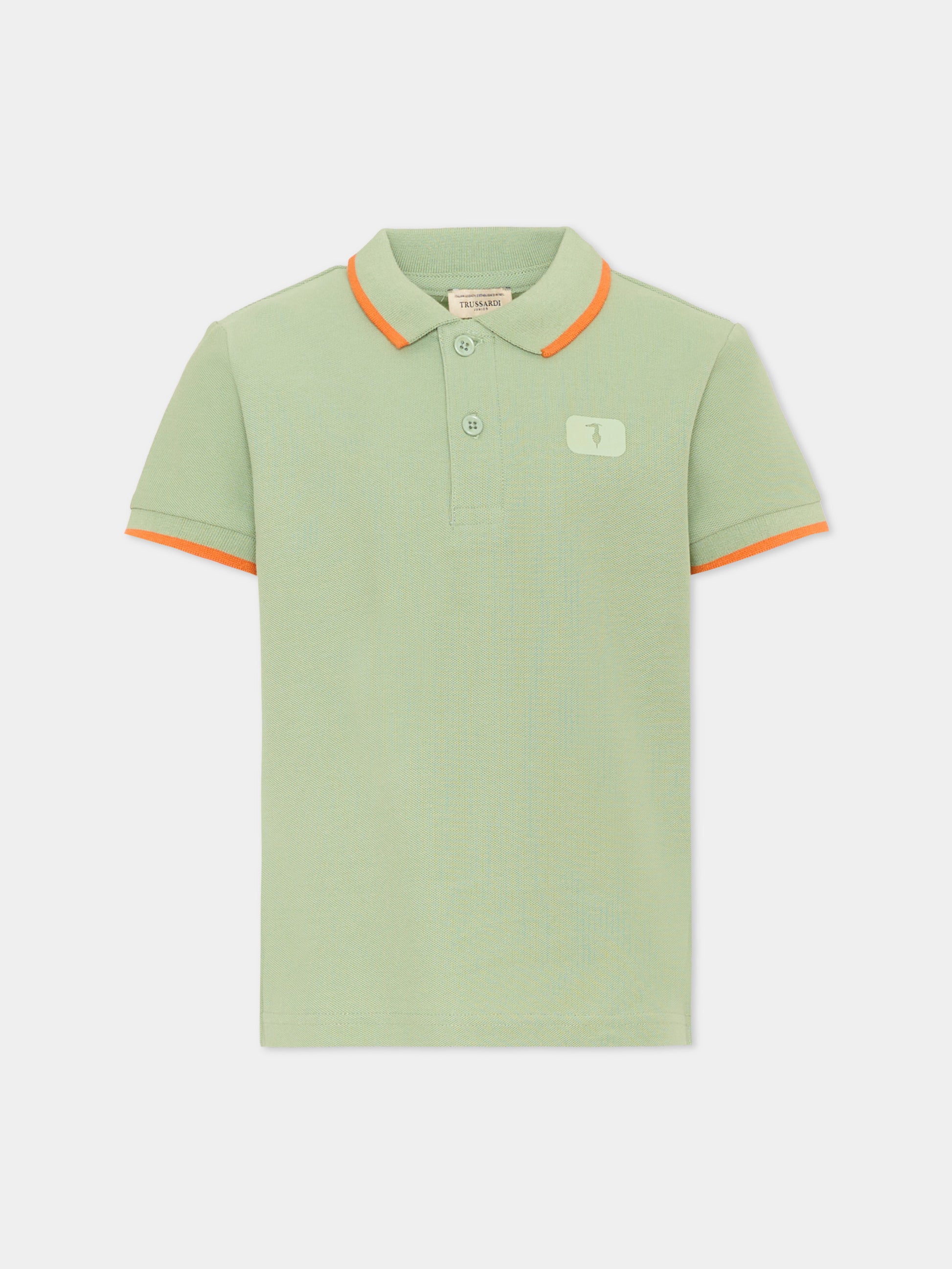 Polo verde per bambino con levriero,Trussardi Junior,TIP26045PO GREEN BASIL