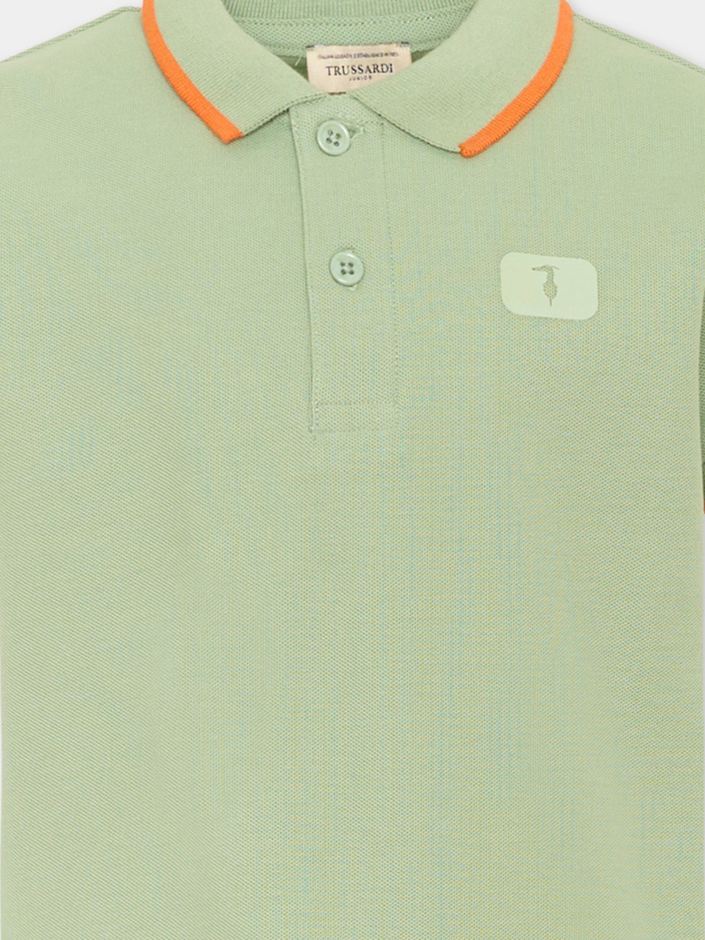 Polo verde per bambino con levriero,Trussardi Junior,TIP26045PO GREEN BASIL
