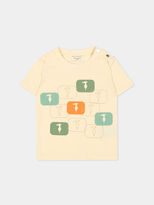 T-Shirt beige per neonato con levriero,Trussardi Junior,TIP26047TS BEIGE NEW ECRU