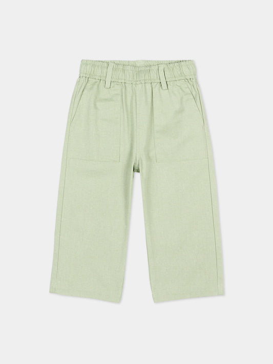 Pantaloni verde per neonato con levriero,Trussardi Junior,TIP26052PA GREEN BASIL