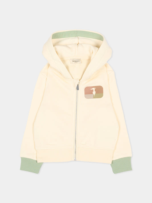 Felpa beige per neonato con levriero,Trussardi Junior,TIP26065FE BEIGE NEW ECRU