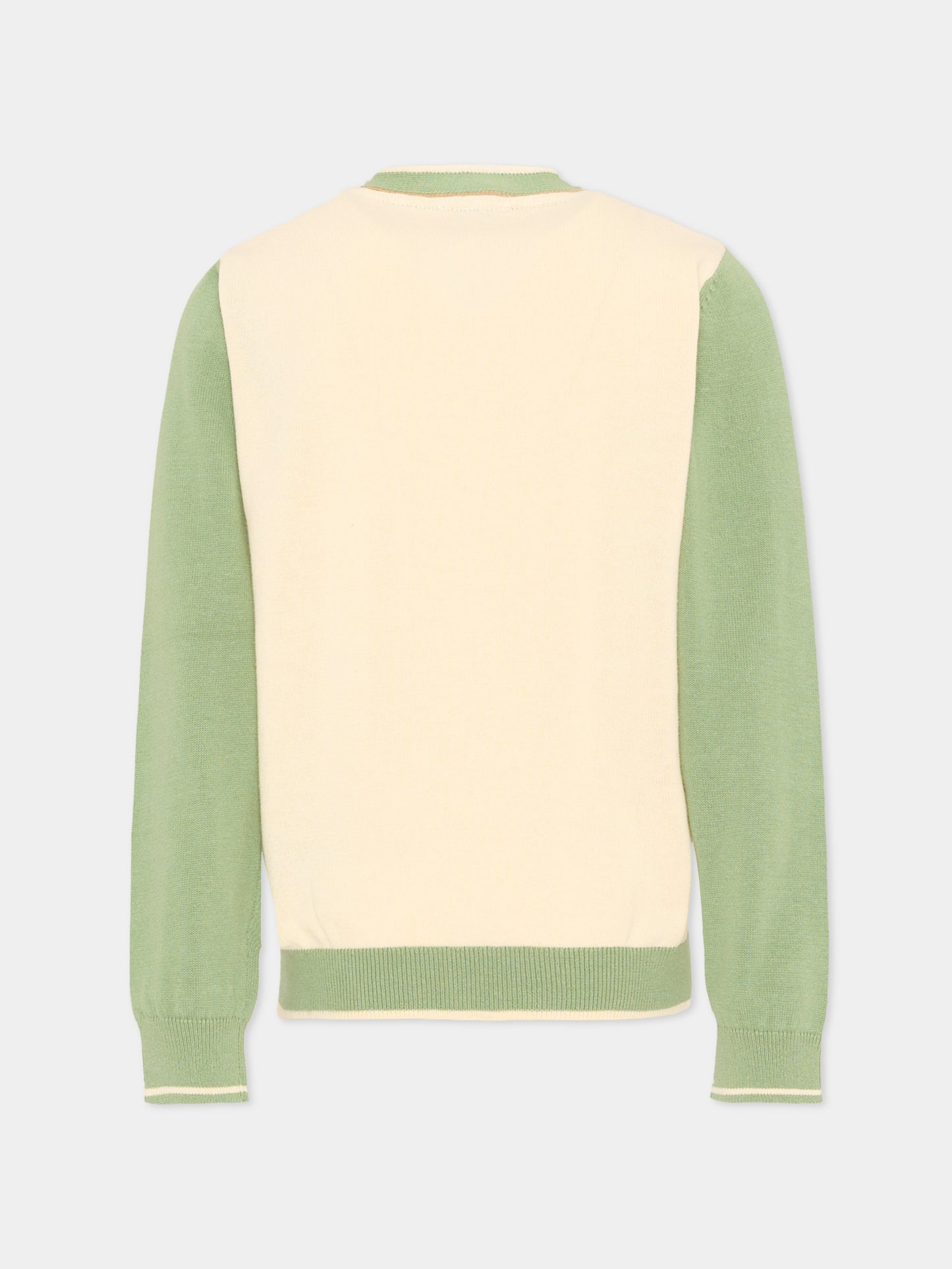 Cardigan verde per bambino con levriero,Trussardi Junior,TIP26069CD GREEN BASIL
