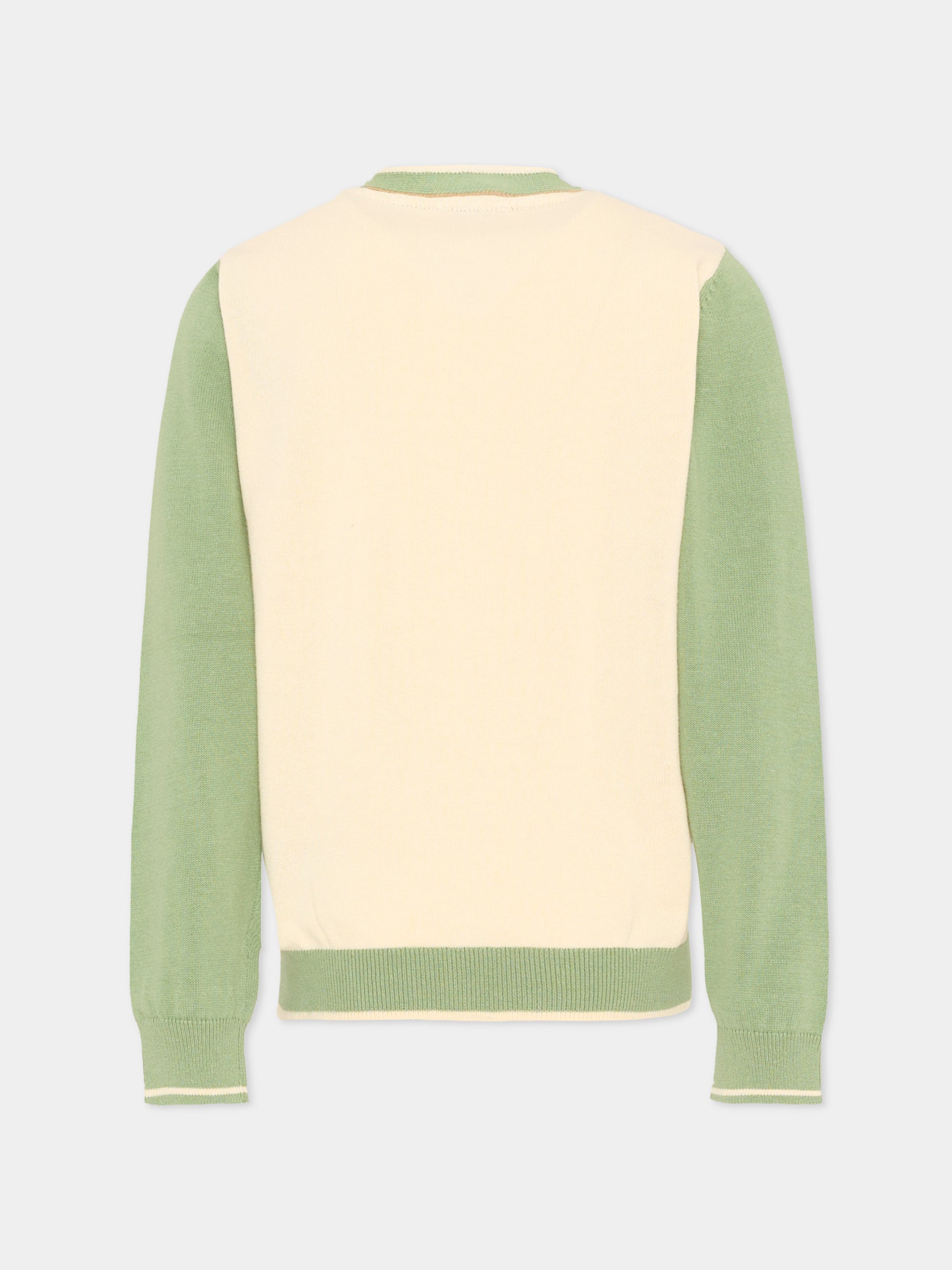 Cardigan verde per bambino con levriero,Trussardi Junior,TIP26069CD GREEN BASIL