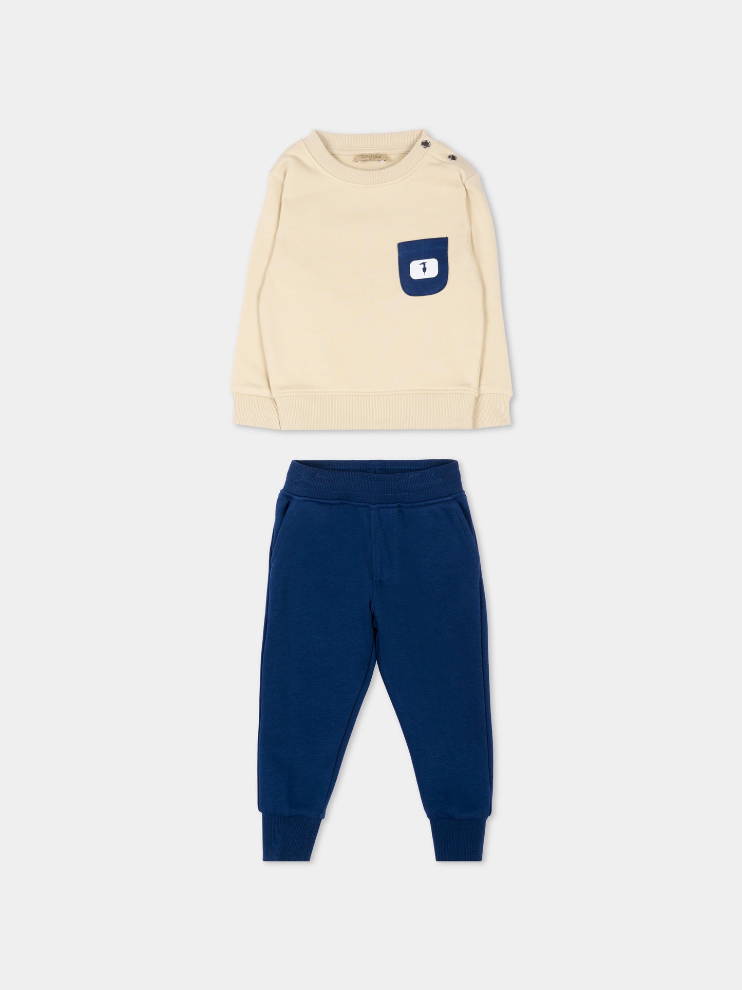 Completo sportivo beige per neonato con levriero,Trussardi Junior,TIP26077CF BEIGE CASTLE WALL