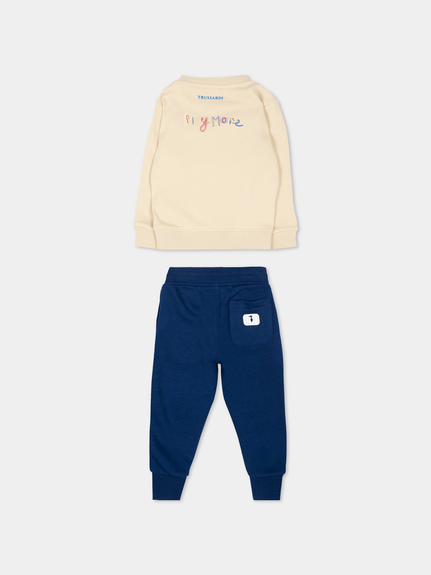 Completo sportivo beige per neonato con levriero,Trussardi Junior,TIP26077CF BEIGE CASTLE WALL