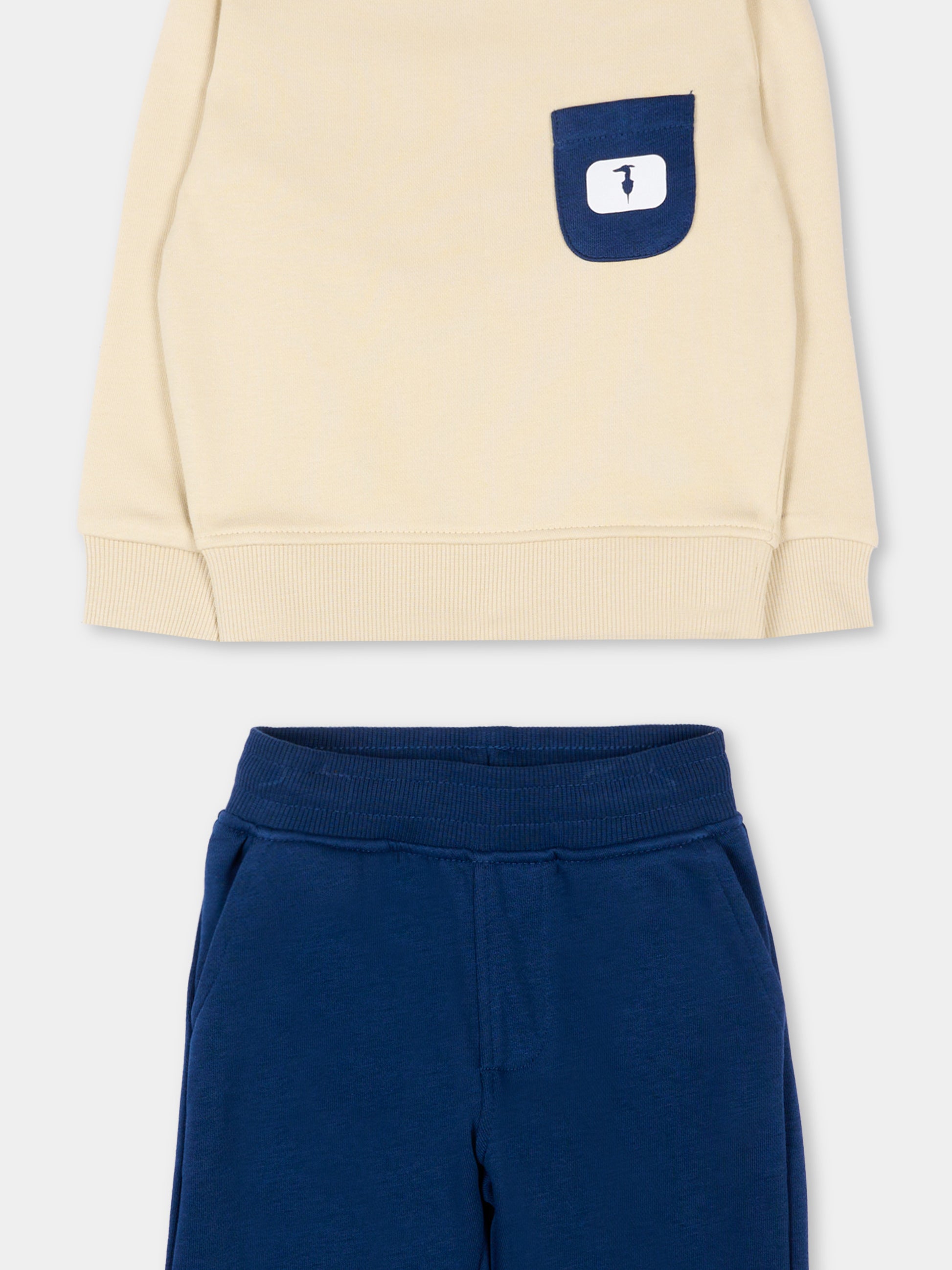 Completo sportivo beige per neonato con levriero,Trussardi Junior,TIP26077CF BEIGE CASTLE WALL