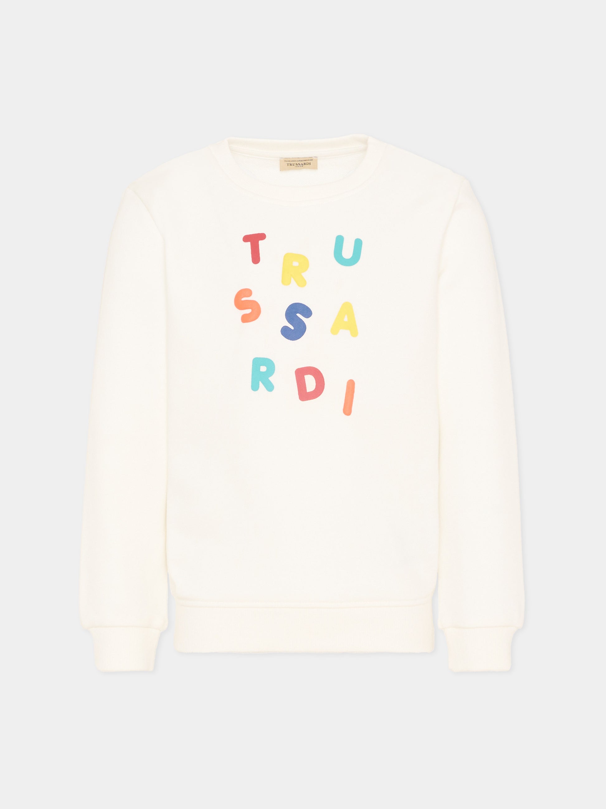 Felpa avorio per bambino con logo,Trussardi Junior,TIP26084FE OFF-WHITE