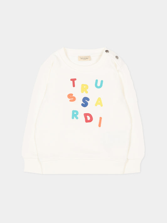 Felpa avorio per neonato con logo,Trussardi Junior,TIP26084FE OFF-WHITE