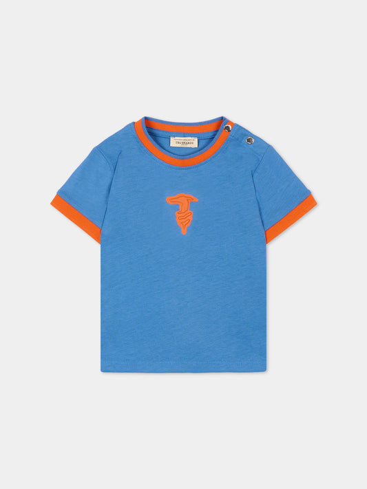T-Shirt blu per neonato con levriero,Trussardi Junior,TIP26088TS BLUE RIVERSIDE