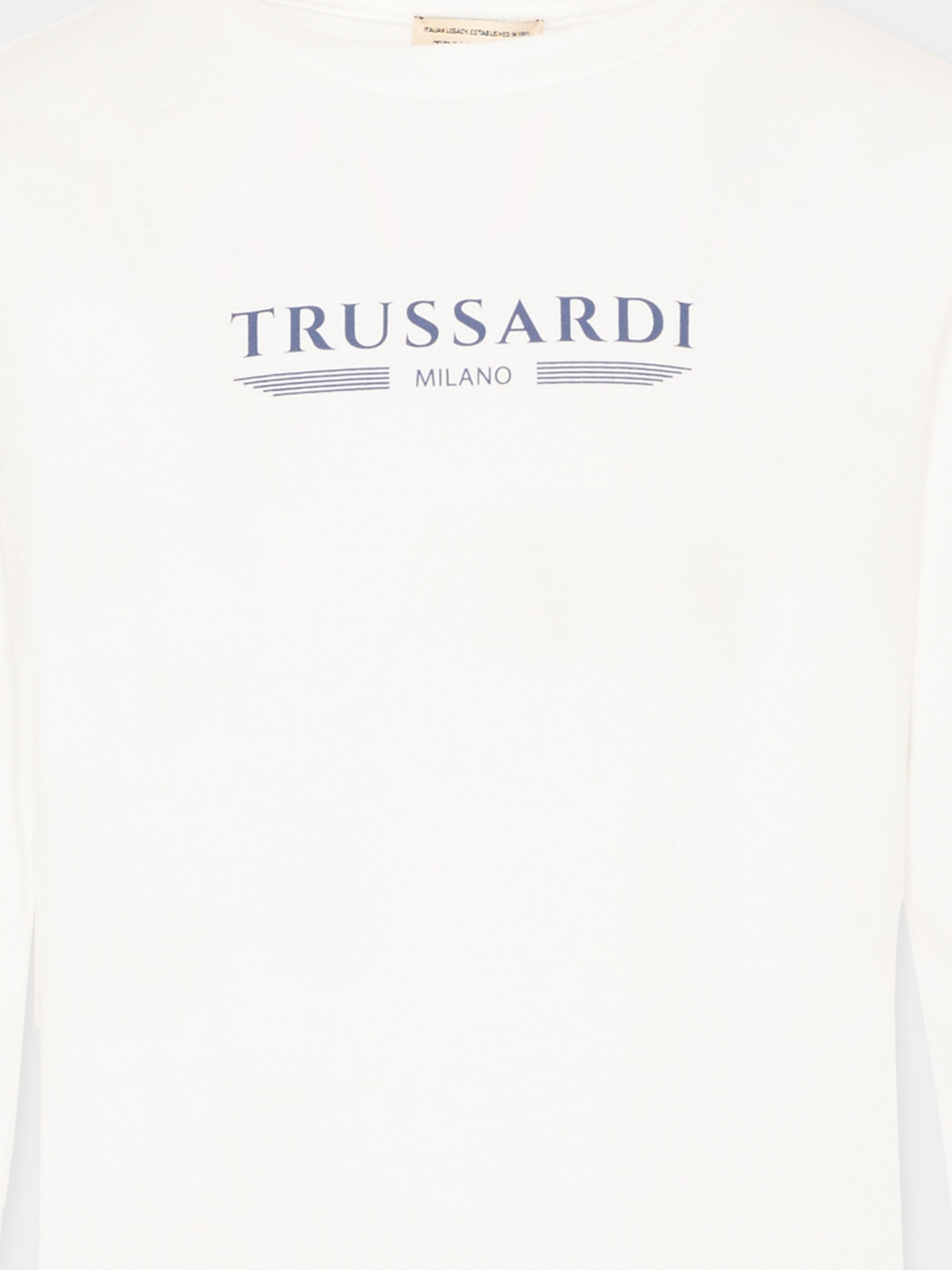 T-shirt bianca per bambino con logo,Trussardi Junior,TIP26106TS OFF-WHITE